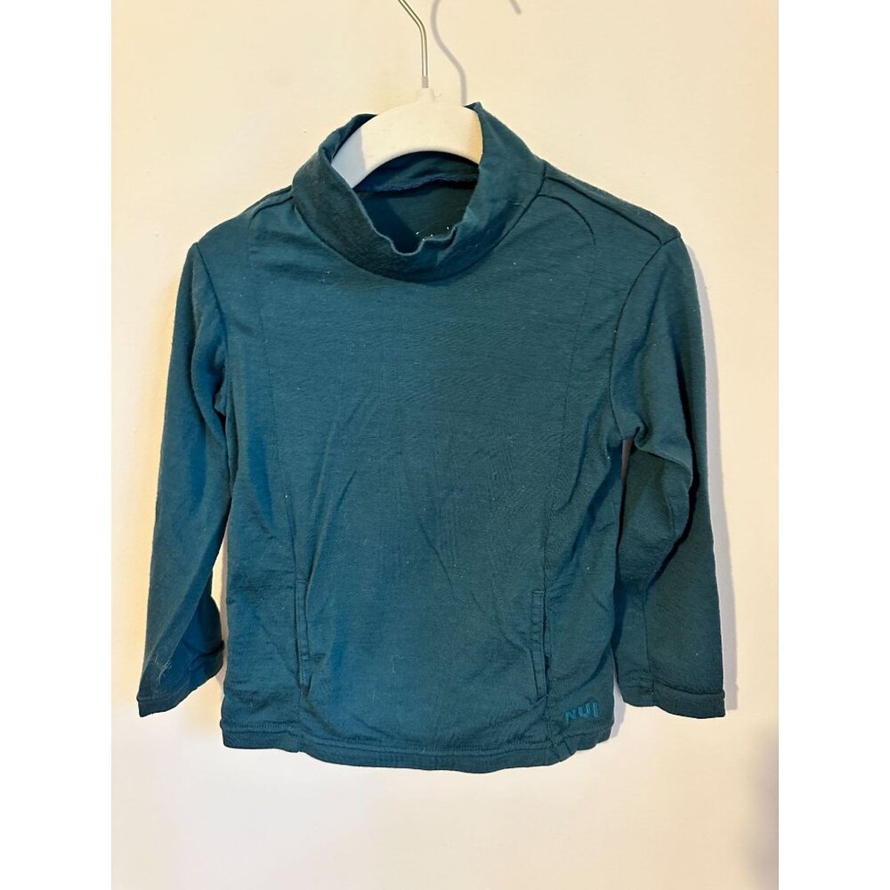 Nui Merino Wool Unisex Kids warming underlayer Top Long Sleeve Neck Green 3T